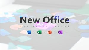 Office brand new icon & tile color block layout ppt template (Mr. Mu dipinto a mano)