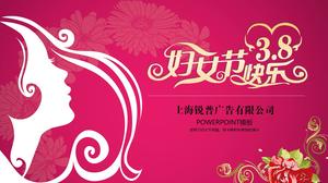 Flores cor de rosa e lindas sombras - modelo de ppt de cartão dinâmico para o dia da mulher de 8 de março