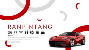 Sports car display and introduction passion red fashion magazine style ppt template