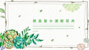 Hand painted plant flowers flat small fresh literary style ppt template
