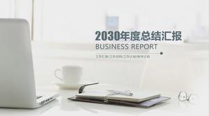 Elegant gray simple and fresh style business work summary report ppt template