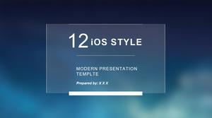 Durchscheinender minimalistischer europäischer und amerikanischer iOS-Stil ppt Vorlage des verträumten blauen Hintergrunds