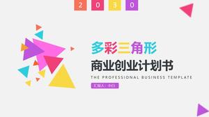 Wibrujący kolorowy trójkąt geometryczny kreatywny biznesplan szablon ppt