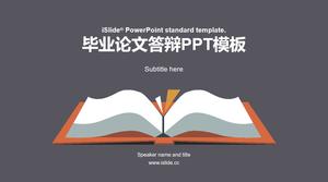 Open book cover beautiful and practical cartoon style thesis defense ppt template