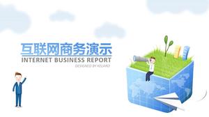 Elemen kartun lucu bisnis internet template laporan kerja ppt