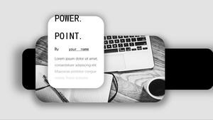 Plantilla ppt de informe de trabajo de estilo de interfaz de interfaz de usuario de color de negocios en blanco y negro