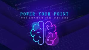 脑创意电路图亮蓝紫色商务电子风格ppt模板