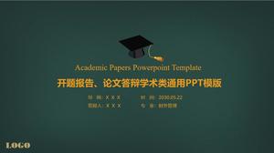 Blackboard background flat college students graduation thesis defense opening report ppt template