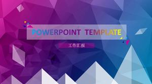 Plantilla ppt de informe de resumen de trabajo de alta gama de color azul y púrpura creativo de elemento de triángulo bajo