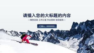 Enérgico paixão esqui esporte tema capa negócio azul relatório trabalho modelo ppt