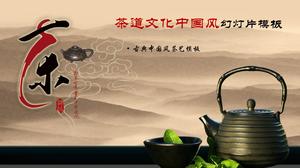 Klasyczny atrament i mycie Chiński styl herbata sztuka ceremonia parzenia herbaty kultura ppt szablon