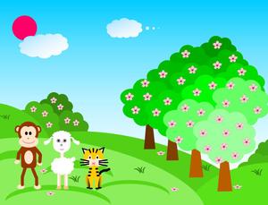 Plantilla ppt del día del niño del zoológico de dibujos animados de vector dibujado a mano de competencia de carrera forestal