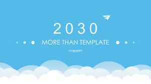The direction of the paper airplane-vector clouds bright blue flat business ppt template