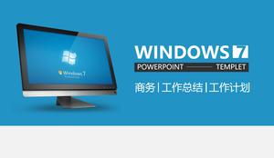 Modello ppt di report di riepilogo del lavoro semplice e piatto tema del desktop di Windows blu di Microsoft