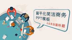 俯视视觉商务人士在办公桌平面卡通业务ppt模板工作