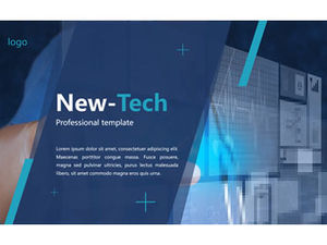 Blue geometric wind technology theme work summary report ppt template