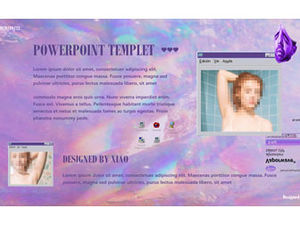 win98 interface element noble purple art fan ppt template