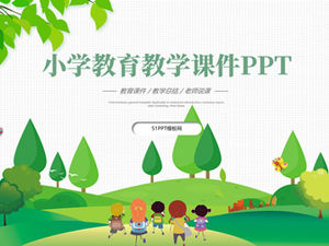 School season vector cartoon style elementary school education teaching courseware ppt template