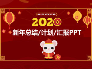 Tahun 2020 tikus tema tahun baru Cina meriah tahun baru ppt template merah
