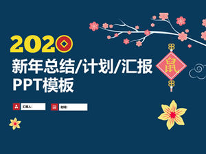 Zimowy śliwkowy chiński węzeł prosty i atmosferyczny szablon wiosennego festiwalu motywu ppt