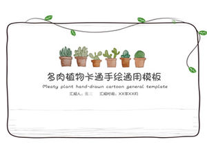 Succulents cartoon hand drawn simple small fresh literary style ppt template