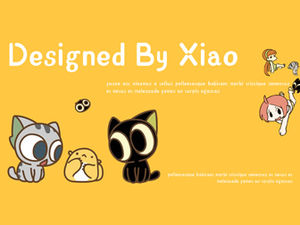 Basit ve sevimli çizgi Feng Luo siyah (küçük siyah kedi) tema ppt şablonu