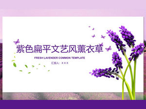 Template ppt tema lavender gaya sastra datar ungu