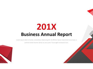 Template ppt umum laporan bisnis gaya geometris merah dan abu-abu