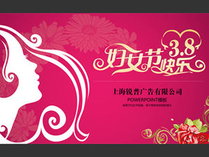Flores rosadas y hermosas sombras: plantilla ppt de tarjeta de felicitación dinámica del 8 de marzo del Día de la Mujer