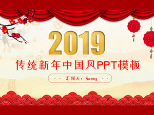 Tradycyjny nowy rok nowy rok chiński styl planu pracy szablon ppt