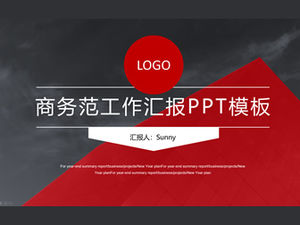 Geometric wind red and black business fan atmospheric work summary report ppt template