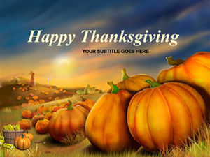 عيد الشكر سعيد اليقطين الذرة الغذاء موضوع عيد الشكر قالب PPT (3 مجموعات)
