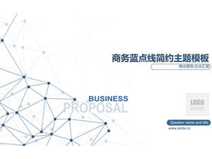 Plantilla de ppt de informe de resumen de trabajo de negocios azul simple estilo de tecnología de red de partículas de línea de puntos