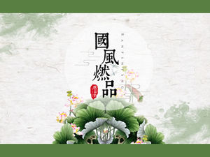 Lotus tema semplice piccolo modello di sintesi del lavoro in stile cinese fresco ppt
