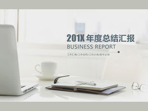 Elegant gray simple and fresh style business work summary report ppt template