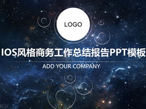 Starry sky background circle creative iOS style work summary report ppt template