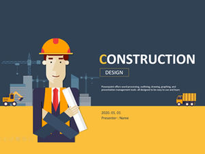 Desenho vetorial Modelo de ppt de relatório de trabalho de fim de ano para funcionários de empresas de construção de estilo europeu e americano