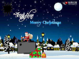 Merry Christmas-Christmas blessing cartoon animated greeting card ppt template