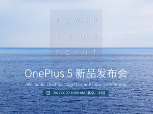 Minimalist uzun OnePlus cep telefonu OnePlus 5 yeni ürün lansmanı ppt şablonu