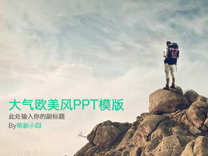 High mountain artificial peak-flat atmosphere business work report ppt template