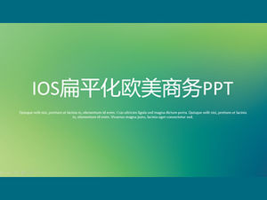 Flache iOS-artige ppt-Vorlage mit blau-grünem Farbverlauf und verschwommenem Hintergrund