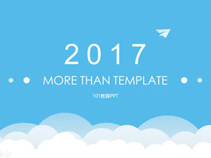 The direction of the paper airplane-vector clouds bright blue flat business ppt template