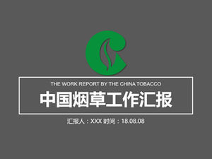 Zielony i szary kolor dopasowany do płaskiej atmosfery Szablon ppt raportu z pracy przemysłu tytoniowego w Chinach