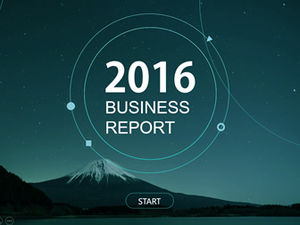 Garis minimalis biru datar template laporan kerja bisnis gaya iOS ppt