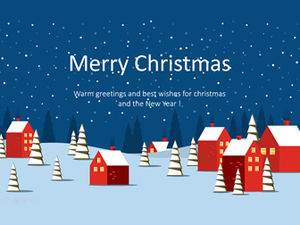 A warm town under the blue night sky-2016 greeting card Christmas theme ppt template