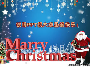 La nieve está volando Santa Claus da regalos: plantilla ppt de tarjeta de felicitación de bendición de música navideña