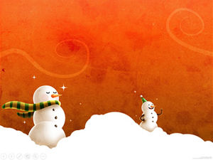 Il piccolo pupazzo di neve nel modello ppt festivo rosso neve