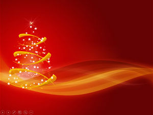 美しい抽象的なクリスマスツリーまばゆいばかりのお祝いの赤いクリスマスpptテンプレート