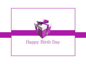 Plantilla ppt del tema del cumpleaños de la caja de regalo púrpura del día de nacimiento feliz