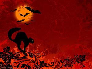 Gato selvagem morcego abóbora videira modelo ppt de halloween